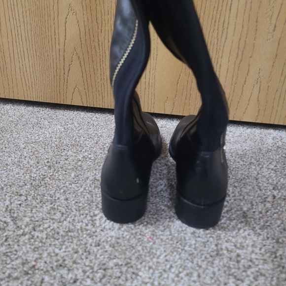 Calvin Klein Gladys Over The Knee Leather Stretch Panel Zipper Riding Boots - Picture 5 of 6